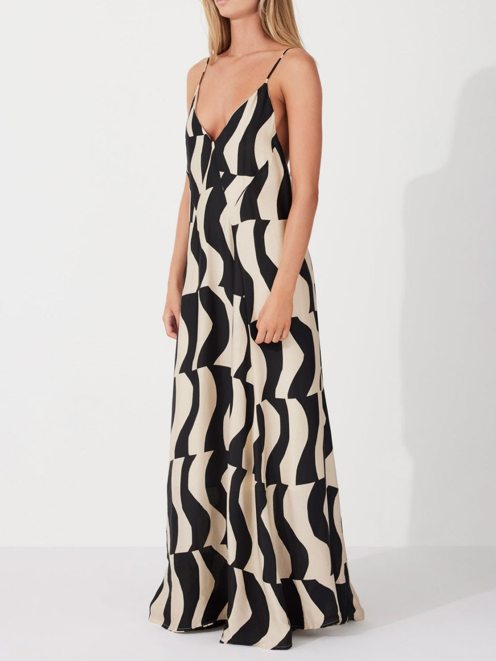 Kathrin - Soepel vallende maxi jurk met abstracte print voor dames