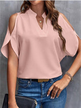 LARA - Elegante Blouse met Open Schouder en Halve Mouwen