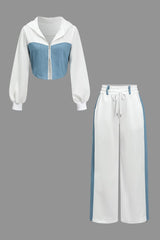 Ysabel - Trendy Denim Contrast Tweedelige Set voor dames