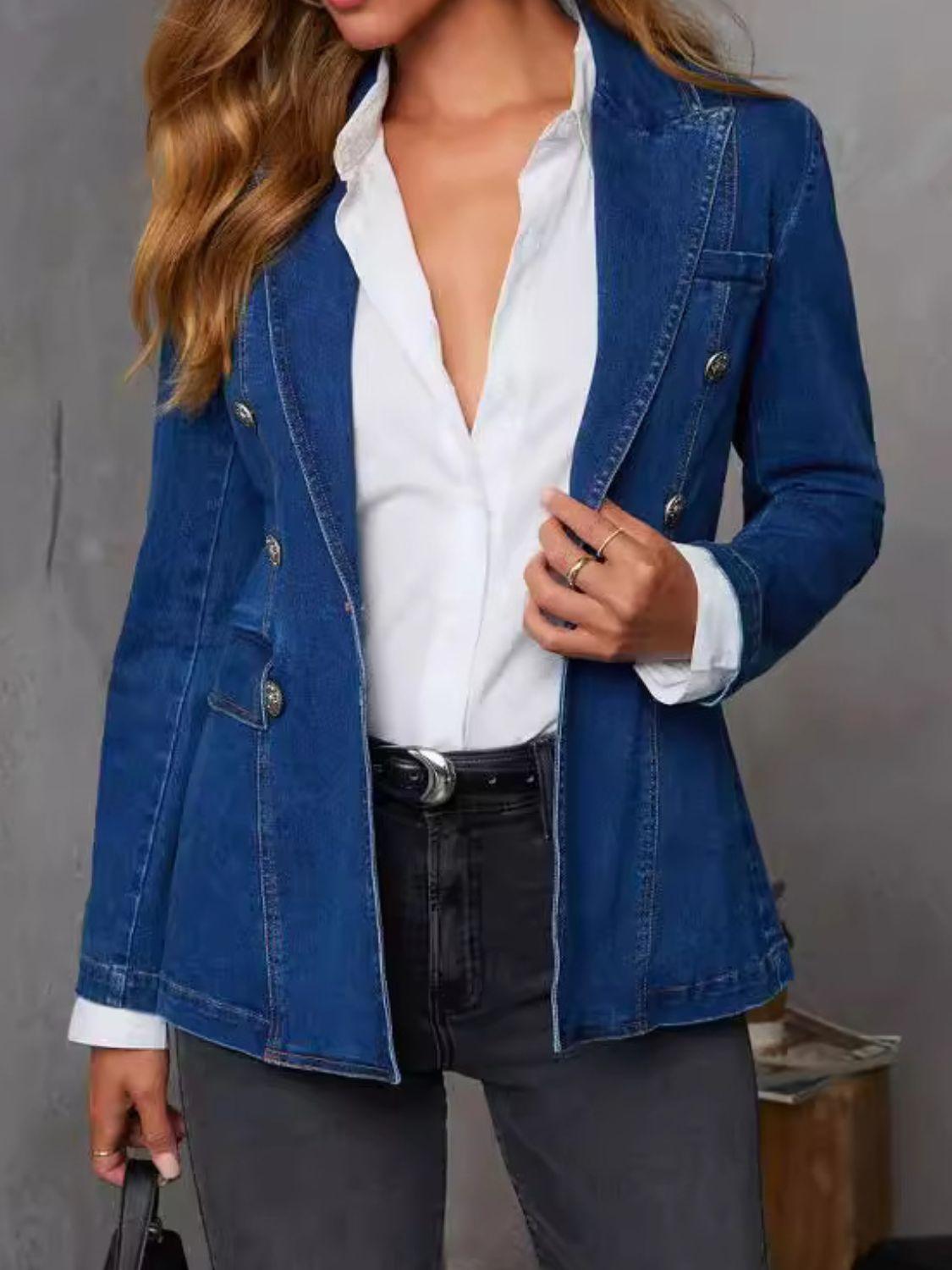 LUXELLA – Klassieke Denim Jas met Kraag en Lange Mouwen