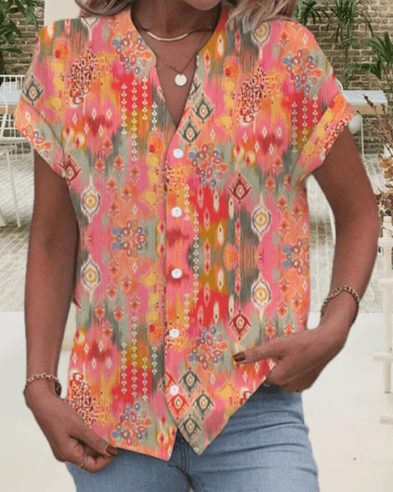 Noemi - Kleurrijke Button-Up Blouse voor dames