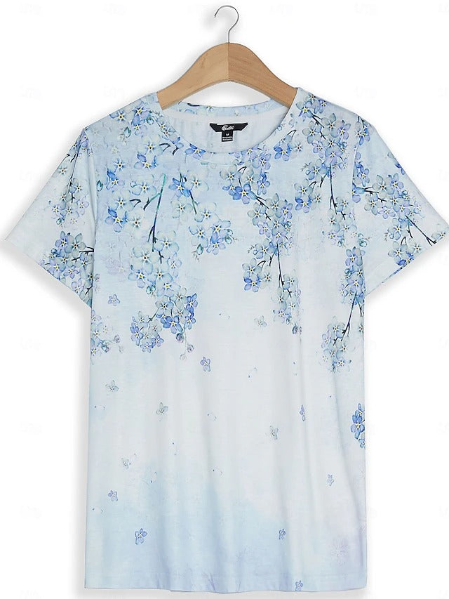 Metka - Bloemenprint T-shirt met korte mouwen voor dames