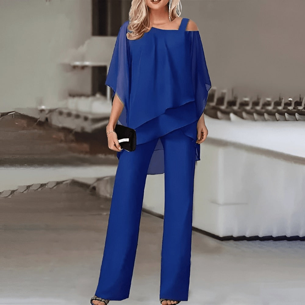 Felicienne - Off-Shoulder Gelaagde Top & Broek Set Voor Dames