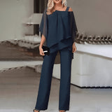 Felicienne - Off-Shoulder Gelaagde Top & Broek Set Voor Dames