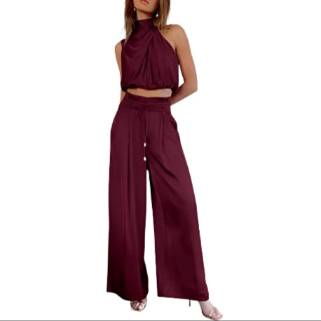 Kalista - Satijnen zomerjumpsuit met bindceintuur voor dames