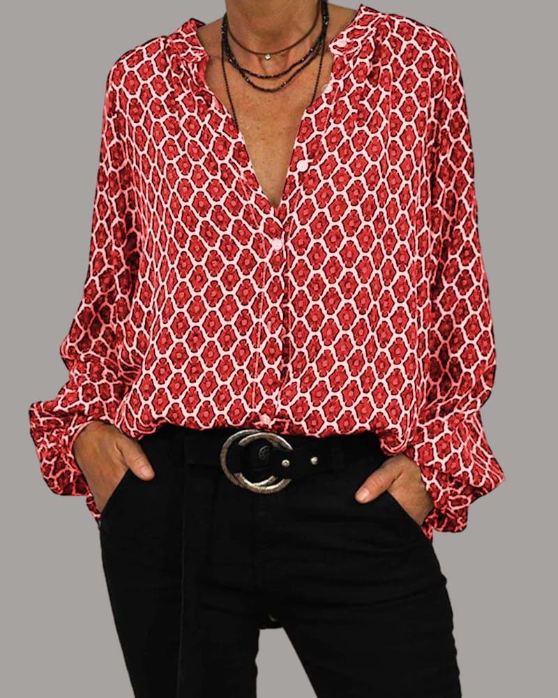 Elara - Moderne V-Hals Blouse voor dames