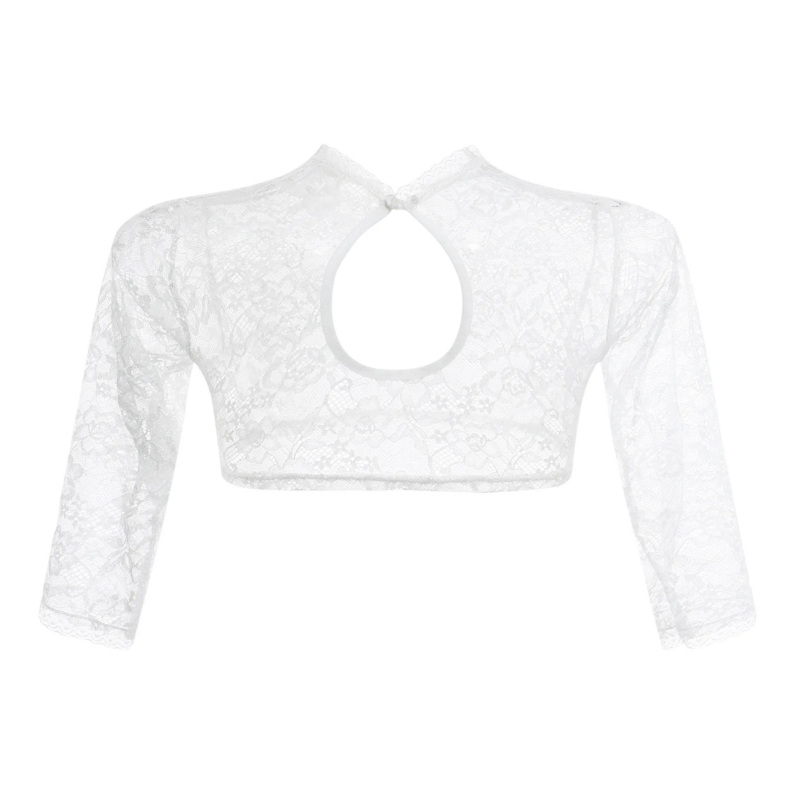 Genoviva - Elegante Kanten Crop Blouse met Keyhole Detail voor dames