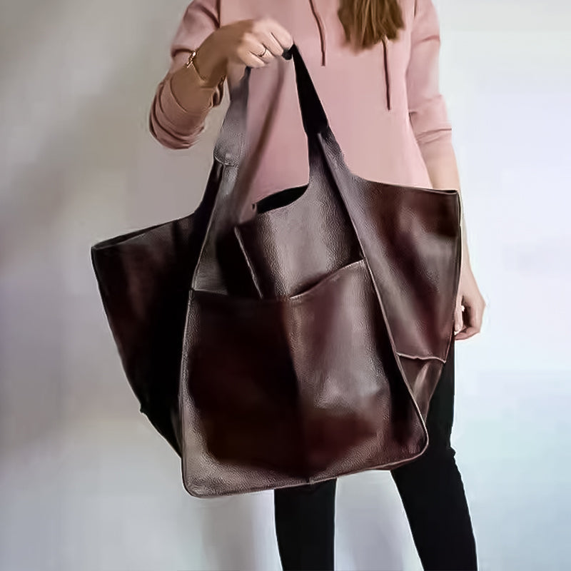 Everluxe - Oversized Leren Schoudertas voor Dames