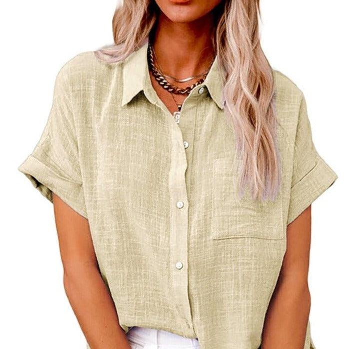 Pauline - Casual Button-Up overhemd met korte mouwen voor dames