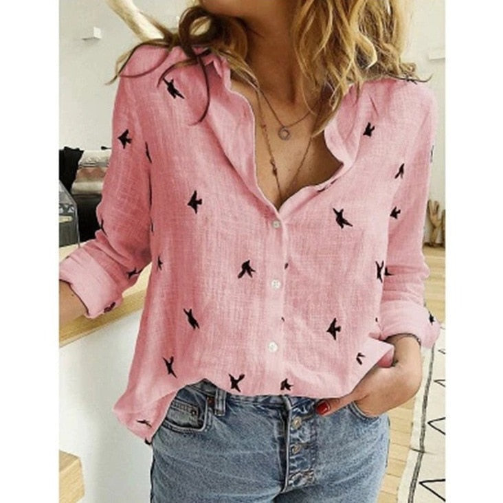 Véronique - Chic Bedrukte Button-Up Blouse voor dames