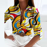 Ilze - Bruisende Button-Up Blouse met print voor dames