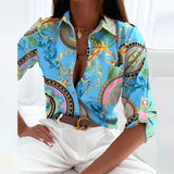 Ilze - Bruisende Button-Up Blouse met print voor dames