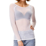 Enrica - Transparante Mesh Lange Mouwen Top voor Dames