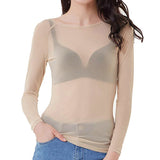 Enrica - Transparante Mesh Lange Mouwen Top voor Dames